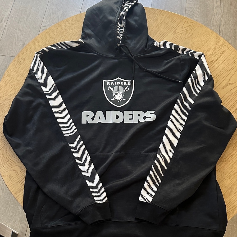 NFL Team Apparel Black Hoodie with White Zebra Trim XL men's